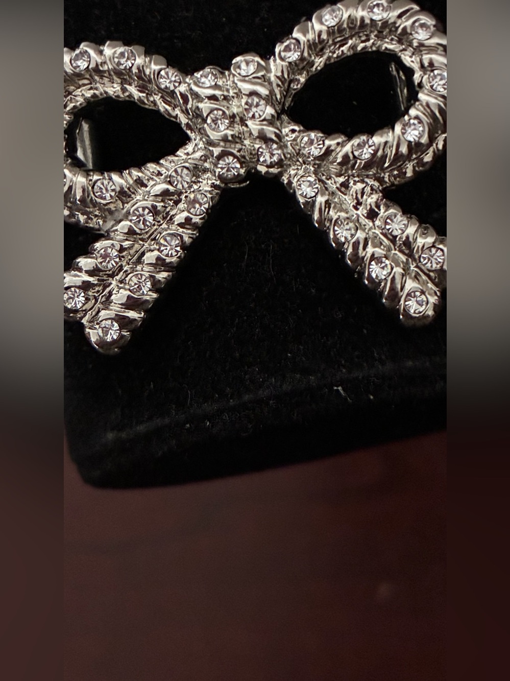 Betsey Johnson Silver Bow Crystal Bracelet with Heart Charm - Picture 3 of 5